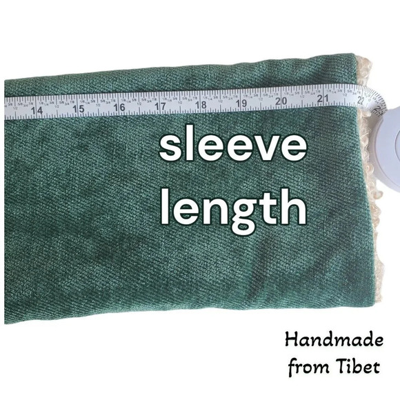 Handmade Tibetan | Children's Coat with Angora Lining | Green | sz 6 to 7 - Picture 7 of 8